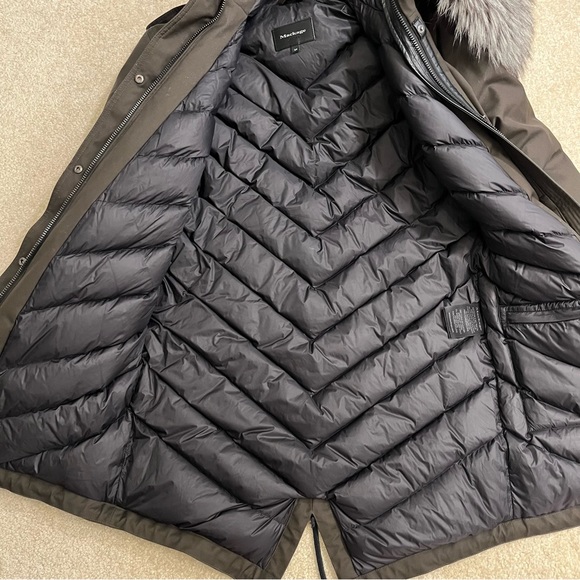 Mackage Jacket Womens Small Green Down Parka Coat Pockets Silver Fox Fur Hood - Picture 8 of 14